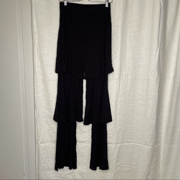 ASOS Design Tiered Ruffle Pants Black 4 Layered Wide Leg High Rise Street Fasion - Picture 11 of 11